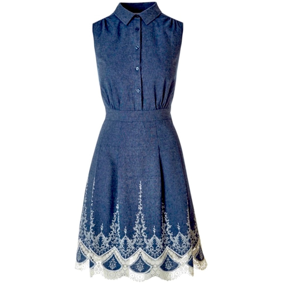 Westport 1962 Denim Lace Shirt Dress 8